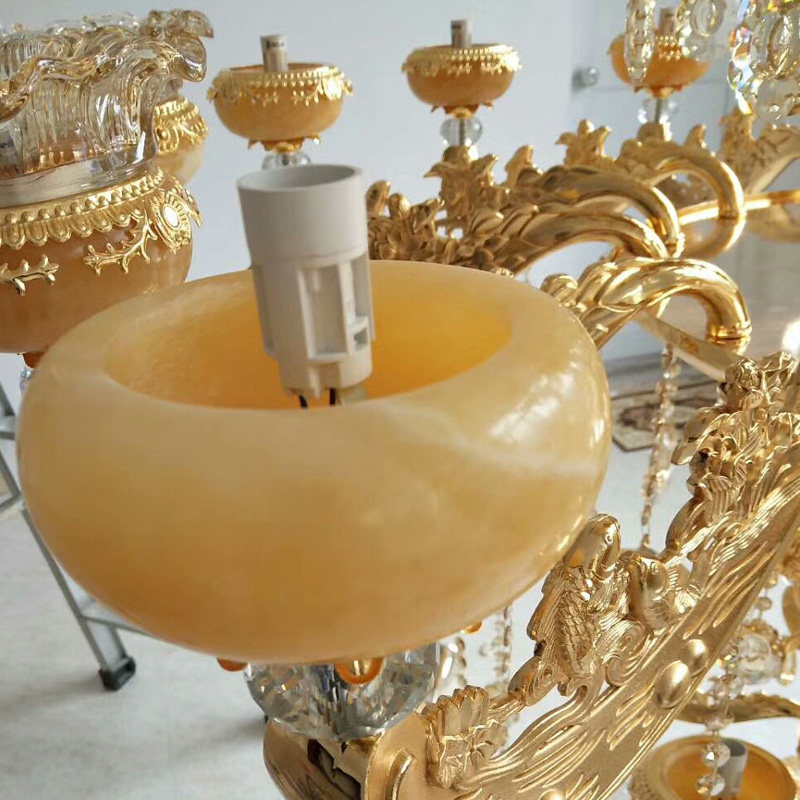 欧式客厅玉石水晶吊灯蜡烛灯别墅复式楼奢华灯饰天然真黄龙玉灯具,家装灯饰光源,客厅吊灯,淘宝优惠券,粉丝福利购,淘宝优惠卷