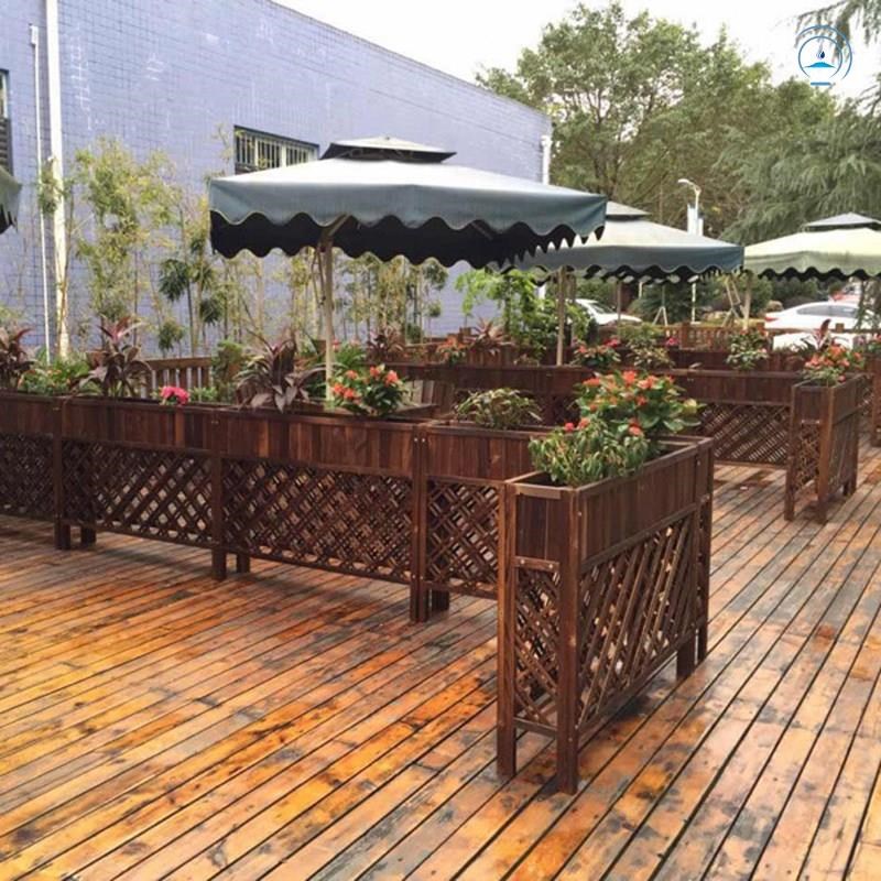 隔断花架花槽餐厅实木栅栏围栏屏风网格户外碳化防腐木花箱隔断墙