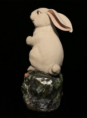 石湾公仔陶瓷兔子摆件家居装饰客厅新中式小白兔摆设兔年春节送礼