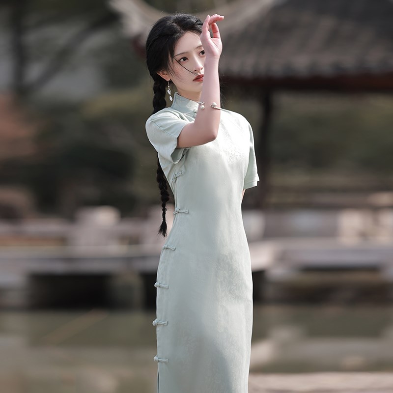 一片式旗袍无省文艺民国少女全开襟古法传统大学生日常可穿连衣裙