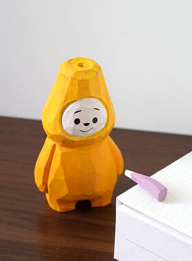 梨人公仔手工木雕小摆件卡通可爱木质治愈系桌面装饰品礼物儿童