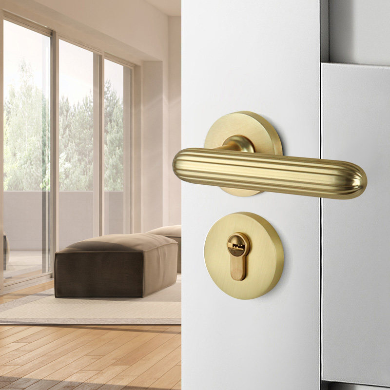 酷隆锌合金磁吸静音分体锁室内卧室实木门锁房间木门锁卫生间把手