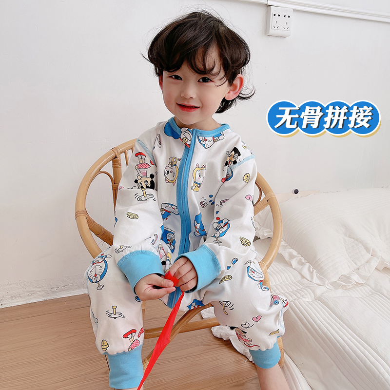 婴儿睡袋宝宝春秋薄款男童女童春夏季睡衣纯棉儿童分腿防踢被卡通