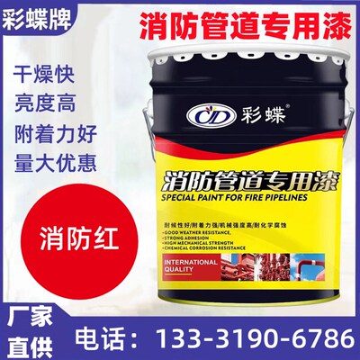 彩蝶消防管道油漆高光大红漆消防栓防火箱灭火器金属防腐面漆