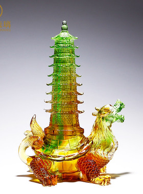 琉璃龙龟龟塔驮塔摆件九层文昌塔客厅办公室房间桌面水晶装饰摆设