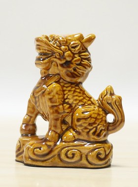 唐三彩陶瓷麒麟一对家居客厅玄关门口室内室外摆放装饰品摆设