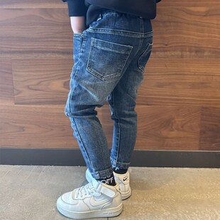 儿童牛仔小脚修身裤子瘦版铅笔裤2024春季新款宝宝小中大男童长裤