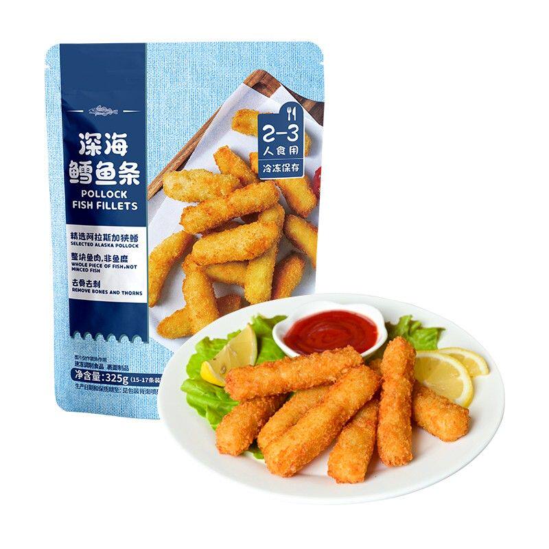 鲜美来DH深海鳕鱼条325g*4袋整块鱼肉去骨去刺鲜嫩可口外酥里嫩