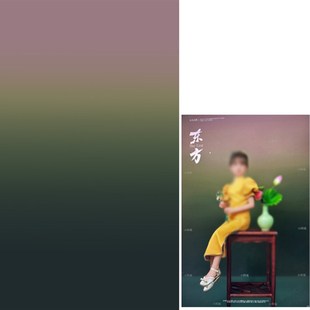 新款绿色蓝色纯色渐变摄影背景中国风旗袍汉服拍照单色渐变背景布