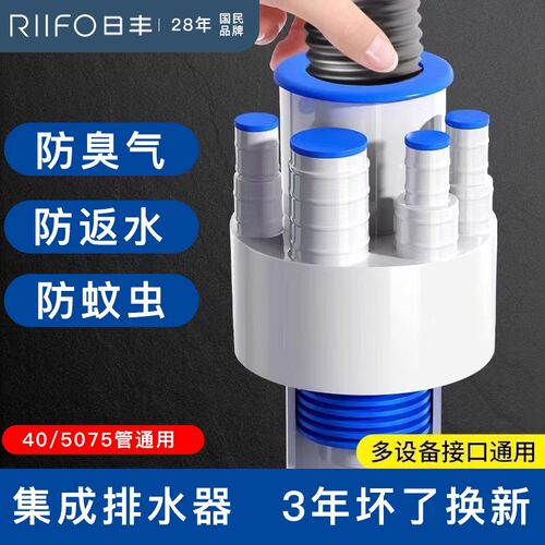 厨房下水管三头通下水道防臭神器三通密封塞水槽洗菜盆净水器排水