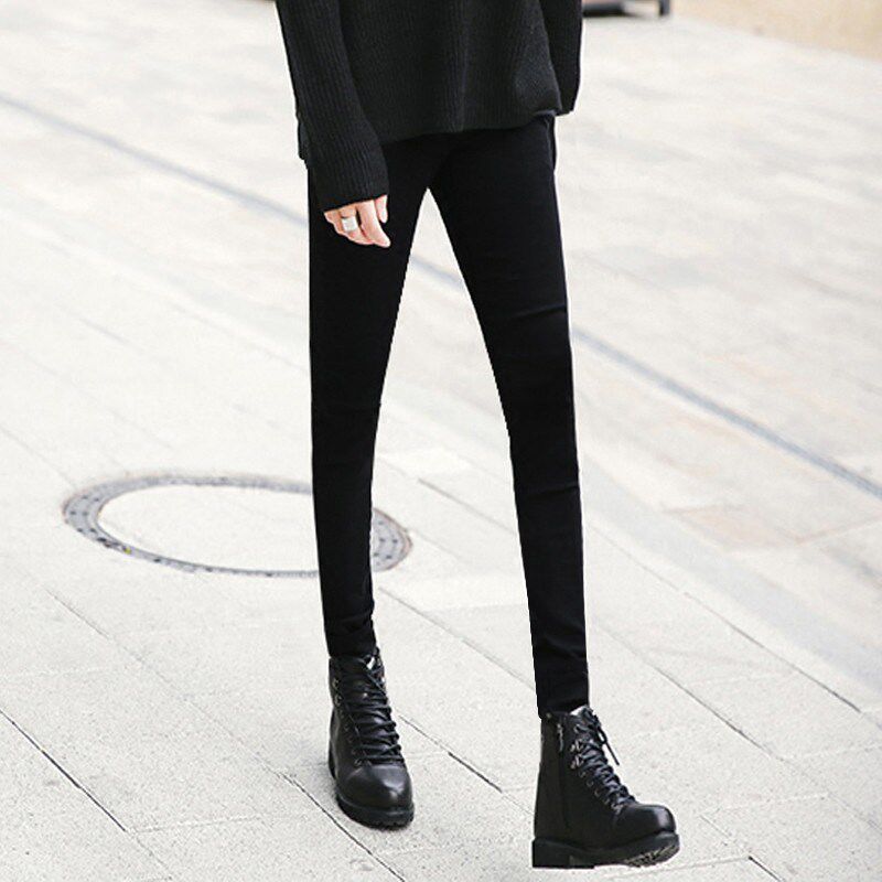 加绒高弹力黑色显瘦牛仔裤男潮流韩版修身小脚紧身男士长裤子靴裤