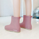 女时尚 中筒水鞋 款 日系雨鞋 外穿女式 新款 保暖加绒短雨靴女防滑胶鞋