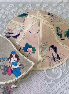 草帽干农活帽子钓鱼帽大小沿男女农民遮阳防晒夏天可折叠凉席编制