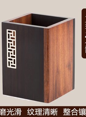 红木制酸枝雕刻笔筒刻字 黑檀实木质创意手工艺品商务办公中式 高