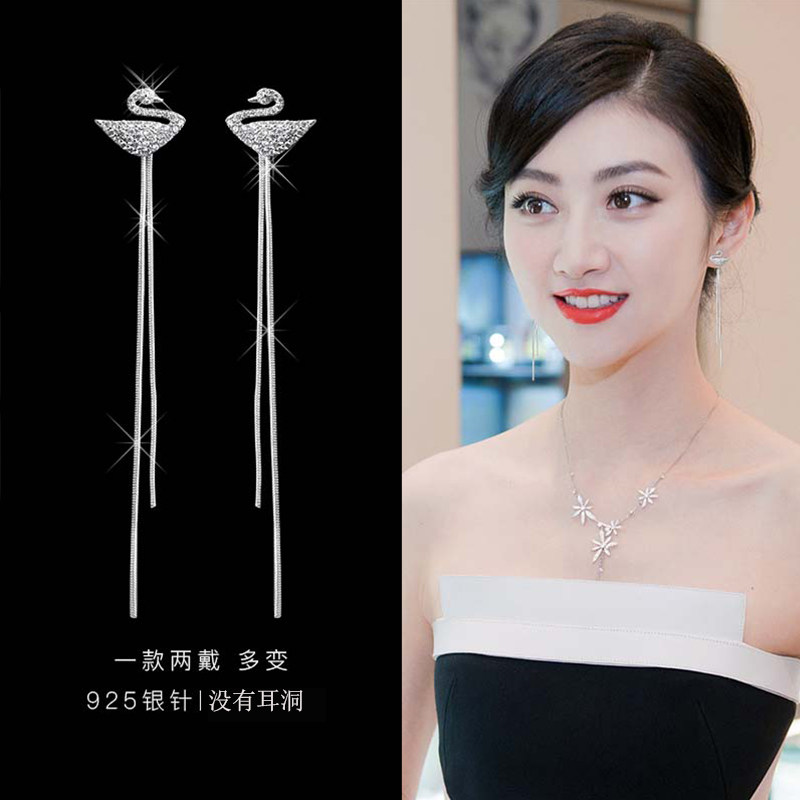 流苏耳夹2021年新款潮无耳洞耳环女夹子免穿耳洞假耳饰品长耳坠夏