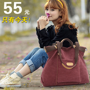 女包2021新款韩版帆布包女单肩文艺斜挎包休闲手提包女士时尚包