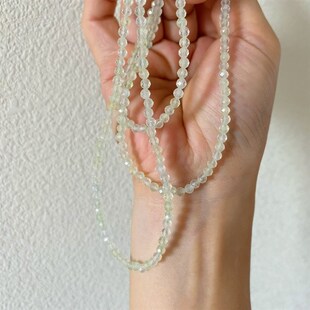 天然水晶眼镜链女薄荷曼波冰透葡萄石级锁骨项S链时尚墨镜百搭绳