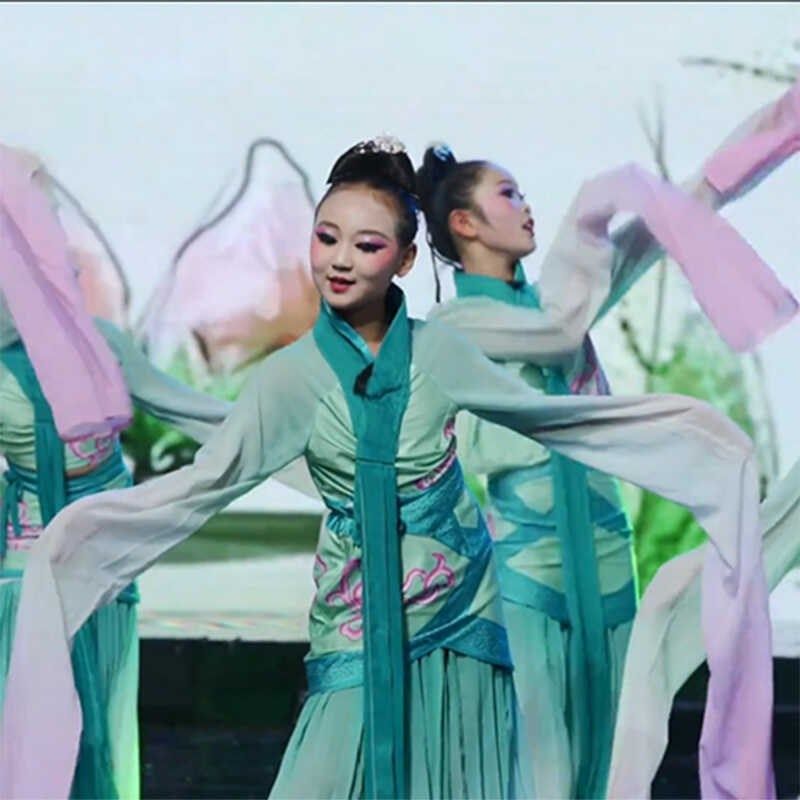 云川之舞《西子湖踏歌》儿童水袖舞蹈服古典舞演出服女童练功服新,童装/婴儿装/亲子装,儿童演出服,淘宝优惠券,粉丝福利购,淘宝优惠卷