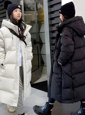 女童冬季棉服2024新款女大童洋气中长款冬装儿童加厚棉衣女孩外套