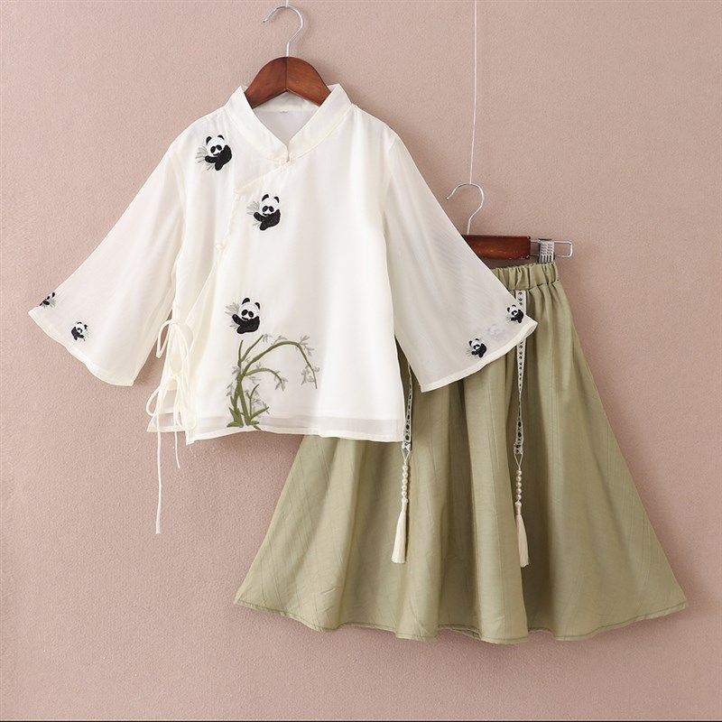 女童汉服儿童古装套裙2024夏款中国风童装短袖雪纺套裙小女孩汉服,童装/婴儿装/亲子装,汉服,淘宝优惠券,粉丝福利购,淘宝优惠卷