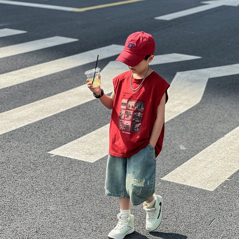 男童夏季背心套装2024新款儿童夏装酷帅炸街童装夏款男孩无袖衣服,童装/婴儿装/亲子装,套装,淘宝优惠券,粉丝福利购,淘宝优惠卷