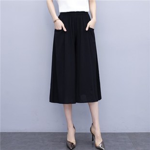 女夏季 宽松休闲妈妈裤 薄款 小个子大码 子可外穿 纯棉绸阔腿裤 七分裤