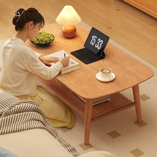 实木茶几客厅家用2024新款小户型原木色小M桌子办公室简约日式茶