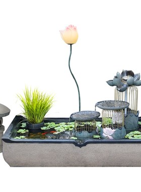 汉韵堂轻奢落地流水摆件阳台花园布置庭院鱼池创意造景露台水景观