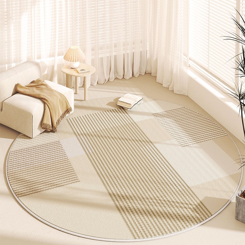圆形地毯奶油风高级客厅卧室梳妆台衣帽间化妆凳椅子防水地垫阳台