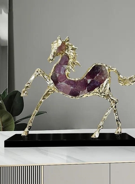 龙年年上市轻奢创意水晶马摆件客厅电视柜酒柜玄关办公室书房