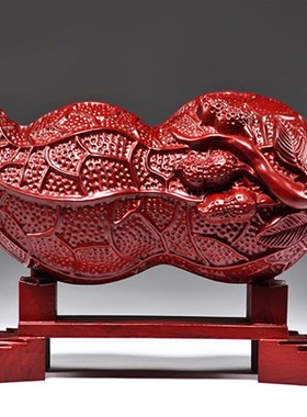 黑檀木雕生意兴隆摆件实木花生如意家居客厅装饰品摆设红木工艺品