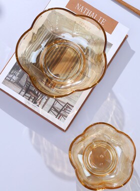 花瓣玻璃碗家f用客厅耐高温水果沙拉碗轻奢食品级高颜值泡面甜品