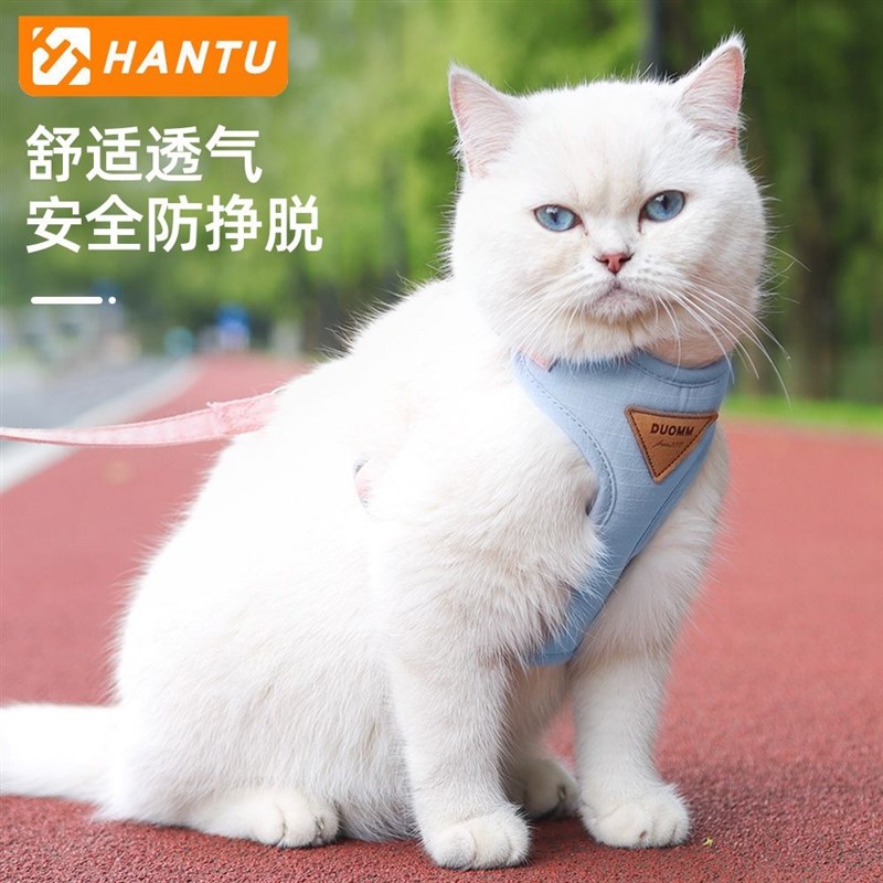 新款猫咪牵引绳 防挣脱猫咪胸背带外出遛猫绳可调节宠物牵引绳