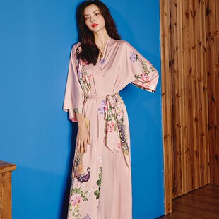 红色本命年睡衣长款 丝绸睡袍婚礼 高级感秋夏季 晨袍女结婚新娘法式