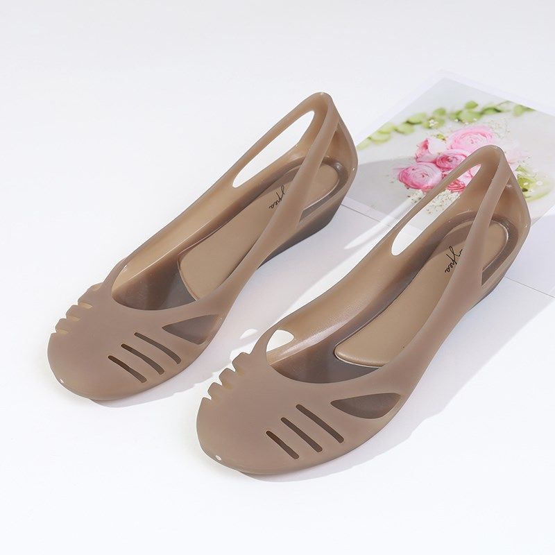 果冻鞋夏季时尚镂空凉鞋女韩版休闲圆头浅口洞洞透气平底豆豆雨鞋,女鞋,洞洞鞋,淘宝优惠券,粉丝福利购,淘宝优惠卷