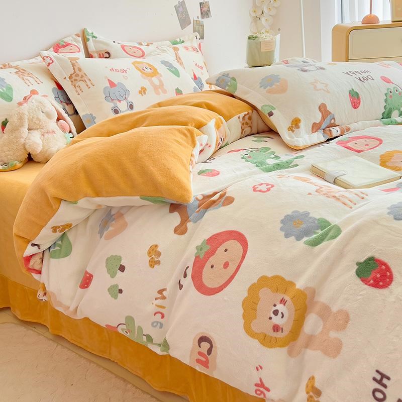 2024新款冬季a类牛奶绒四件套定制尺寸冬天加绒加厚榻榻米床笠单