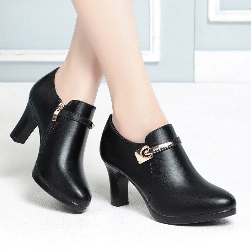 红青蜓配裙子高跟鞋女2024年秋秋款新款女鞋深口单鞋粗跟皮鞋软皮,女鞋,婚鞋,淘宝优惠券,粉丝福利购,淘宝优惠卷