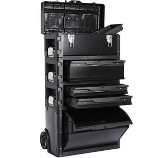 四层组合式拉杆工具箱多功能五金工具箱拉杆式工具箱塑铁工具箱