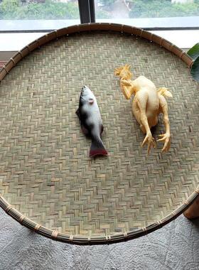 白藤锁边头层竹皮簸箕竹编晾晒筐