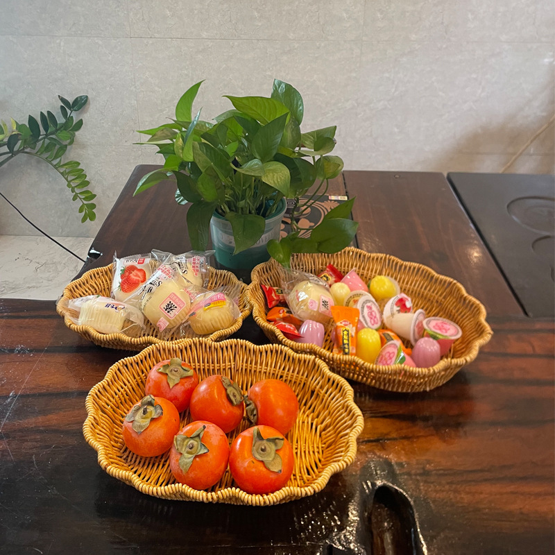 零食水果篮水果盘沥水篮仿藤编织