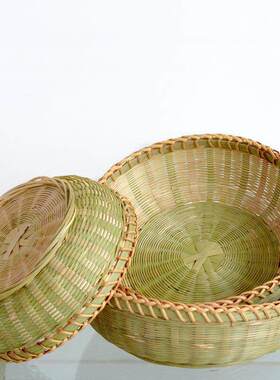 竹青丝藤口竹篮家用竹编手工编篮