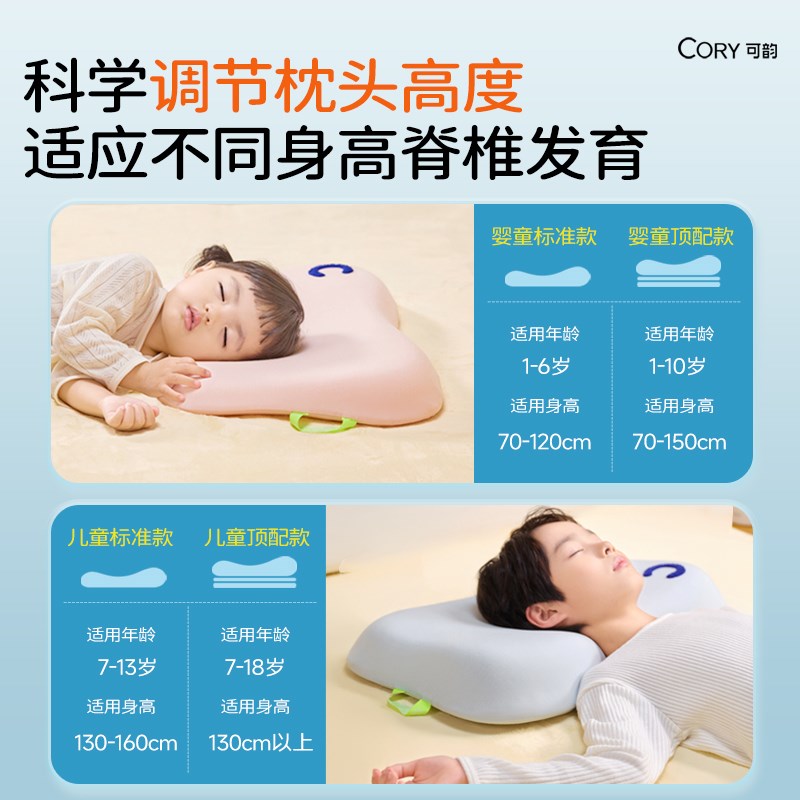 可韵儿童枕头1一2-6-10岁宝宝幼儿园小学生水洗夏季婴儿枕芯