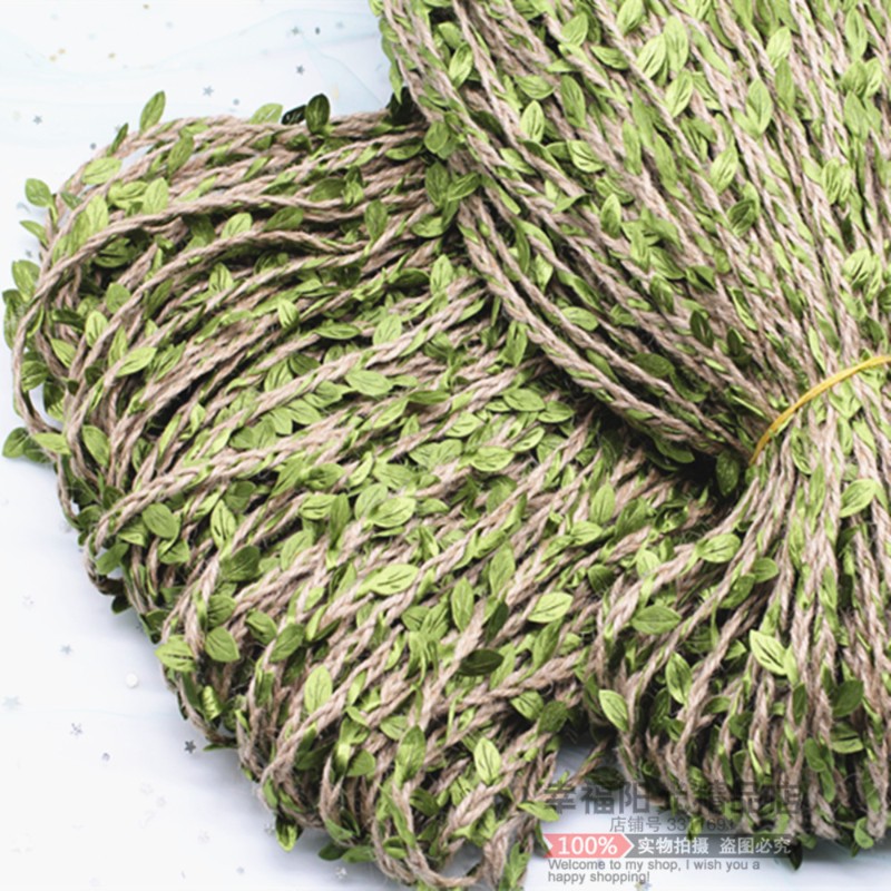 手工麻绳编织仿真树叶米装饰细绳子捆绑di工具瓶照片墙吊绳