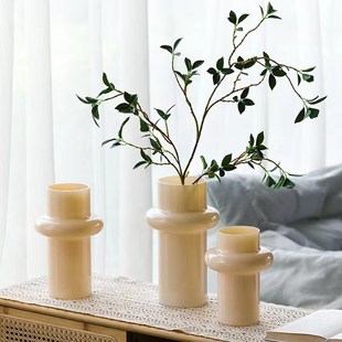 软装 氛围感奶油风复古家居饰t品摆件法式 轻奢水培餐桌玻璃花器