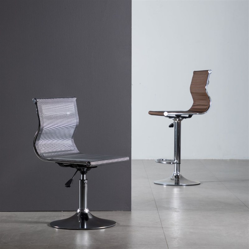 家用小户型网椅透气舒适夏天靠背滑轮椅子高脚旋转升降办公吧台凳