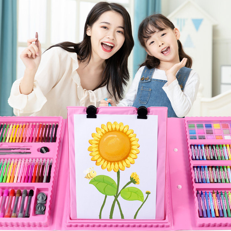 儿童绘画工具装幼儿女童美术孩子画画全画笔大礼盒