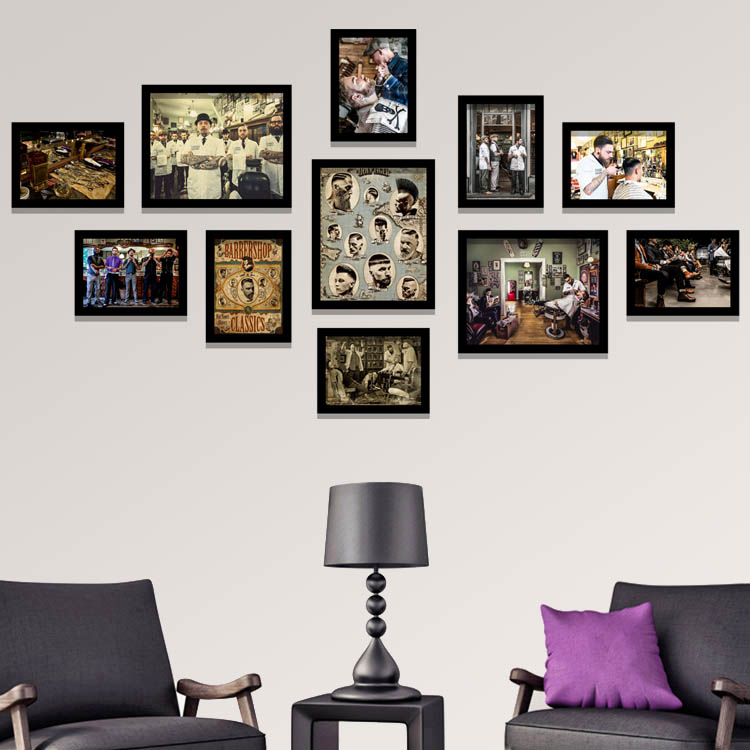 美发店装饰画理发店墙面复古油头装饰发廊挂画壁画发型Z图片有框图片