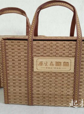 新款竹编即食海参礼品盒即食鲍鱼礼品盒 海参礼品盒大闸蟹礼品盒