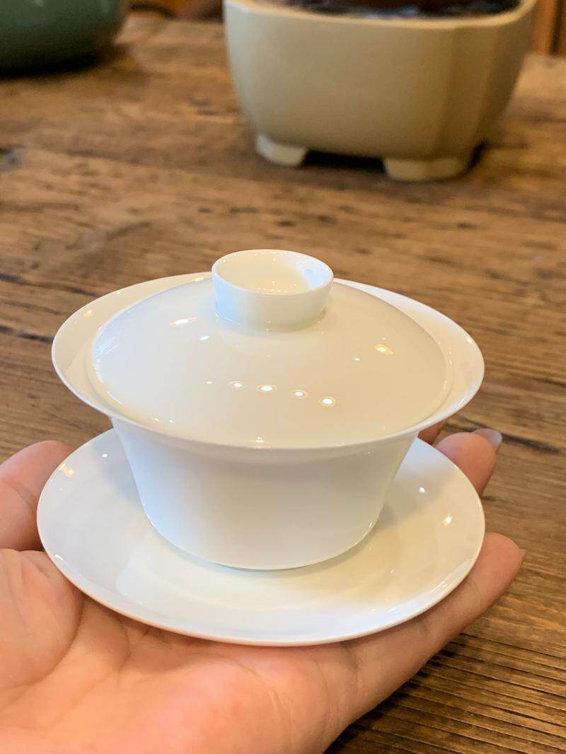 超二杯小盖碗 超轻正骨瓷单饮一杯盖凹 潮州白泡茶碗