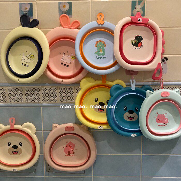 童趣可爱卡通家用小号折叠脸盆创意学生宿舍塑料洗脸盆面盆洗衣盆